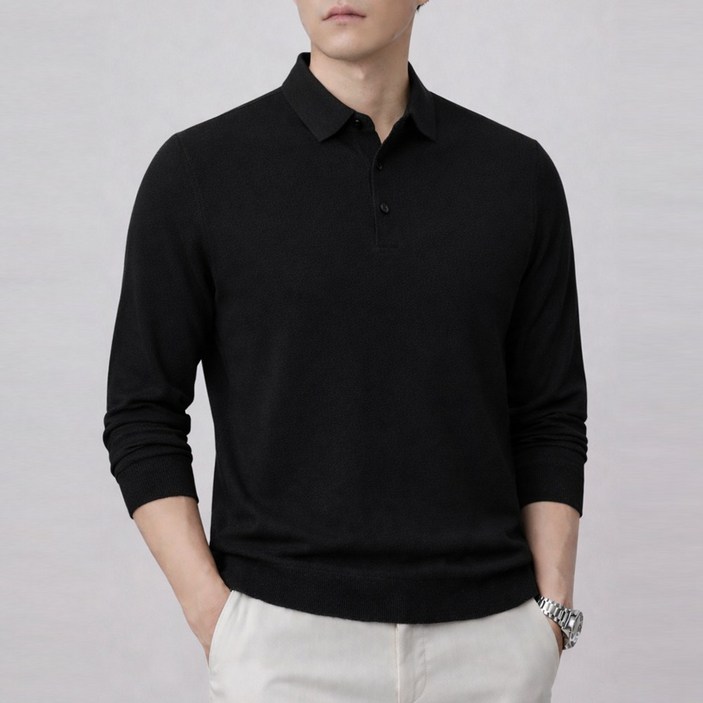 노블민트 남자 비스코스 긴팔 니트 스웨트 카라 티셔츠