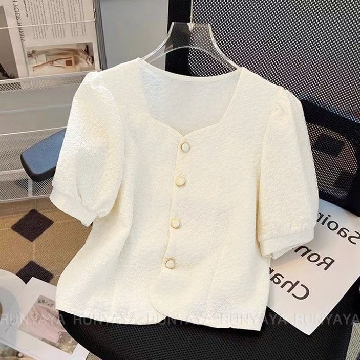 여성 반팔 자켓 빅사이즈 여성 아우터 코트 상의 크롭 상의 버튼 반팔 자켓 크롭 여름 여자  트위드자켓  D99U