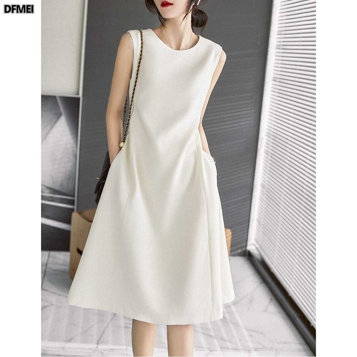 영메이 YM23145S 여성 정장 민소매 미디 원피스