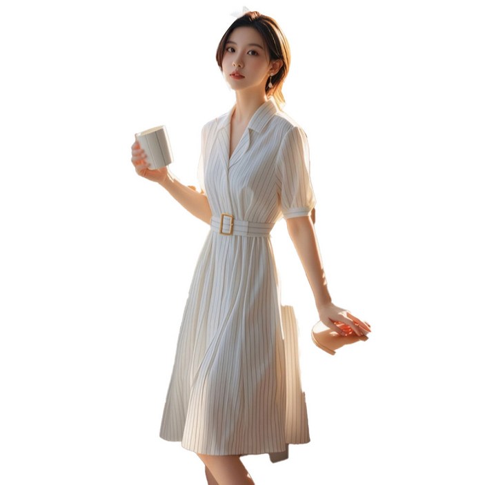 708090 여름 날씬해 보이는 스퀘어 화이트 원피스