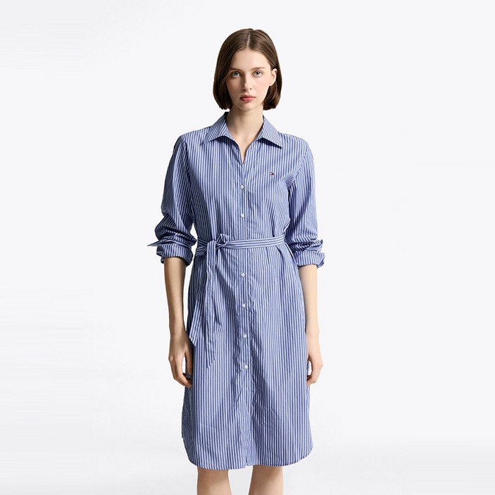 타미힐피거 포플린 스트라이프 셔츠 드레스 (T22F1TDR051WT10X6)