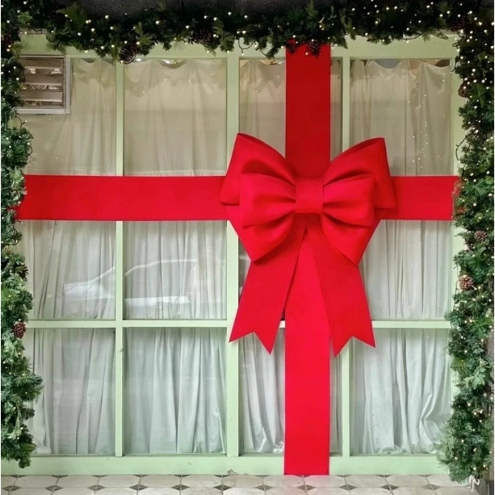 리본테라스 대왕리본 3라인 레이어드 DIY 리본재료 장식품 이벤트 선물용 파티 웨딩카, 레드, 1개