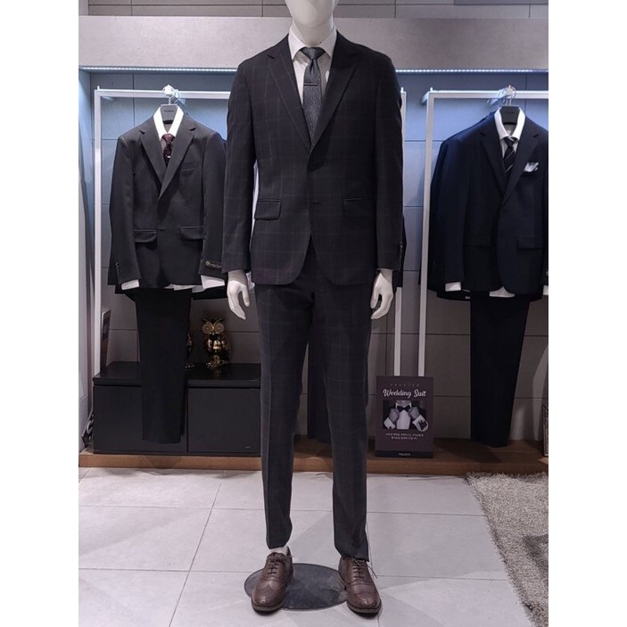 트루젠 남성 간절기 가을 봄 이태리 프리미엄 차콜체크 이태리수입 드라고 남자 정장 수트 양복 데일리 예복