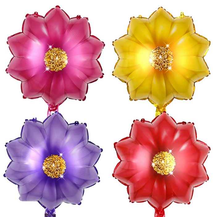 스마일파티 카네이션 꽃 플라워 은박 풍선 4p