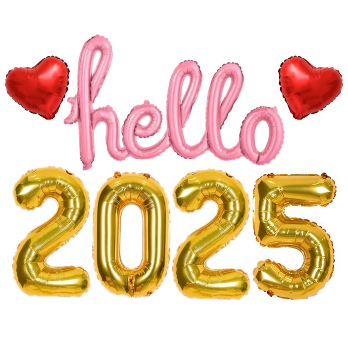 헬로 Hello 2025 새해 풍선세트 신년 파티 용품, 1개