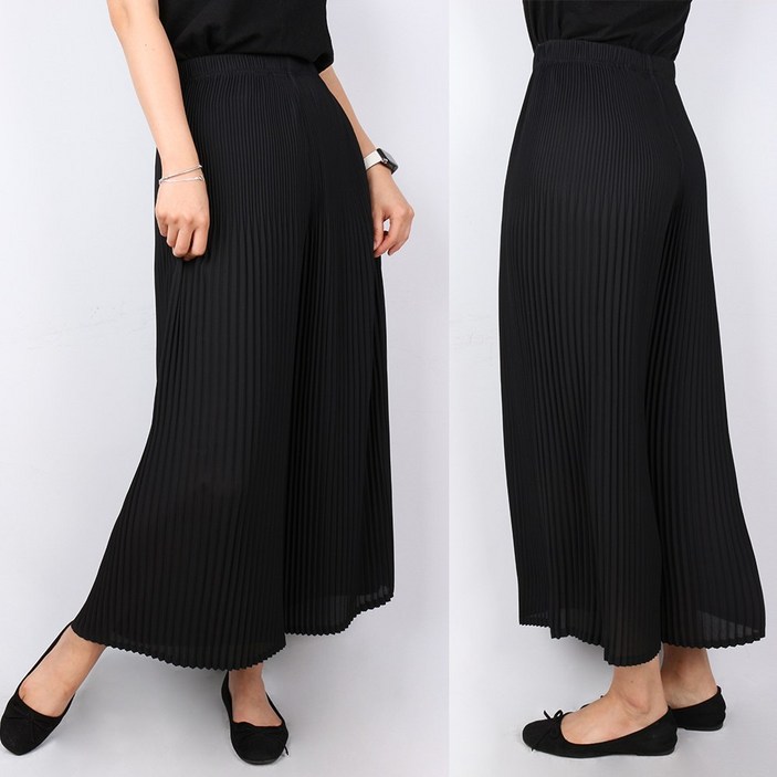 [GTM] 여성통플리츠바지 여자 스판 주름바지 시원한 데일리룩 나들이 하의 팬츠 프리사이즈
