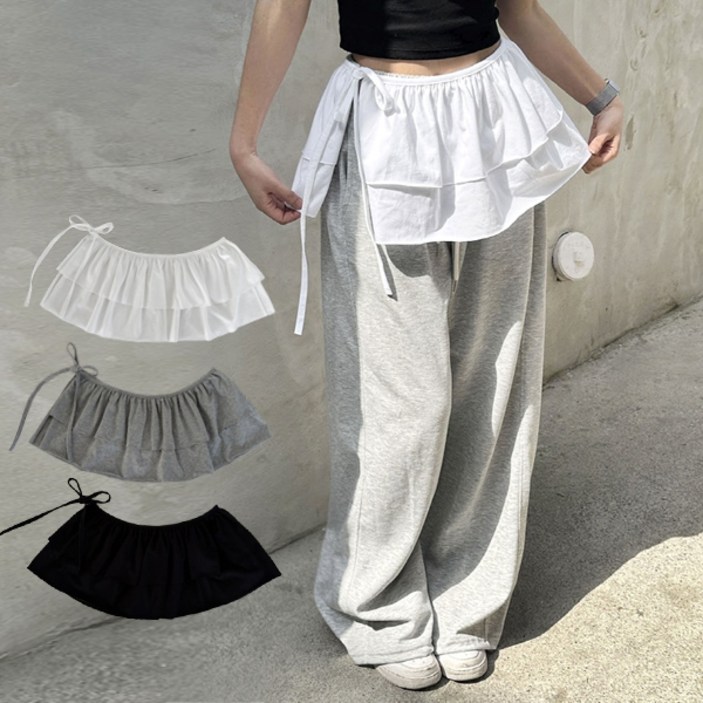 요즘대세 레이어드 코디룩 힙커버 3color  조이무지셔링레이어드스커트JCT