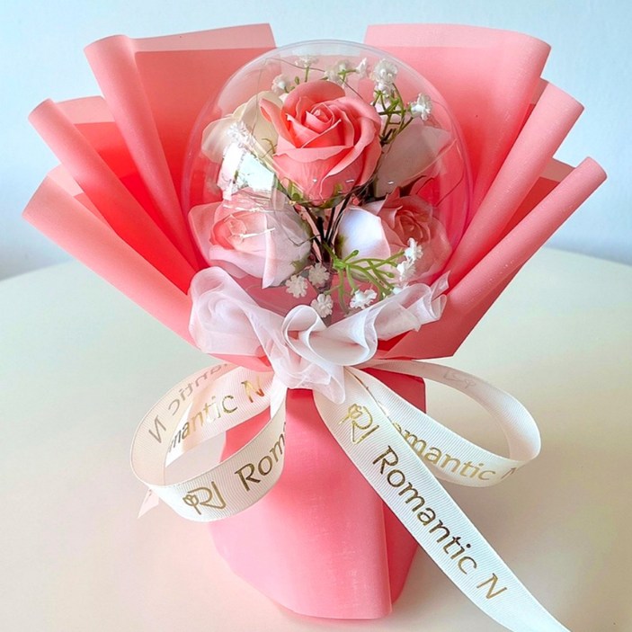 로맨틱앤 풍선꽃다발 카네이션 장미 꽃다발 LED 아크릴 꽃풍선 화환