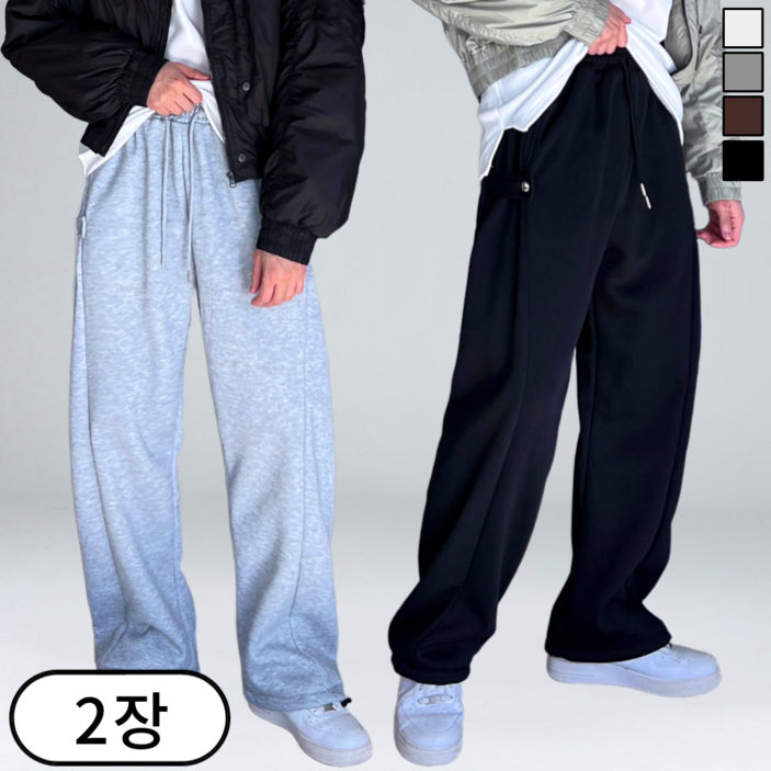1+1 남자 기모 와이드팬츠 겨울 스냅 스트링 트레이닝 바지 (6455-2)