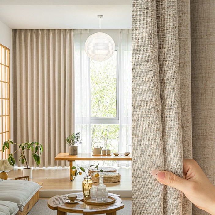 HAROO 99.99 안방 린넨스타일 빛차단 거실 암막 단열하다 커튼 2P