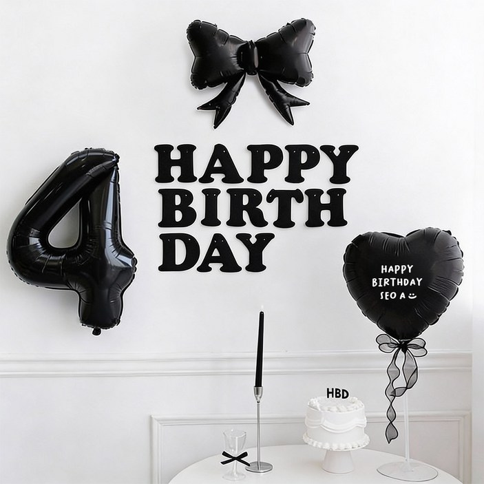파티몬 생일 풍선 가랜드 리본 파티 용품 숫자 이니셜 세트 소품 이벤트