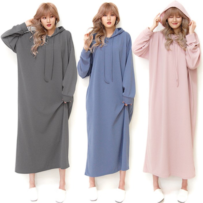 통통마녀  후드끈 롱 원피스 5599 까지 착용 4컬러  빅사이즈 