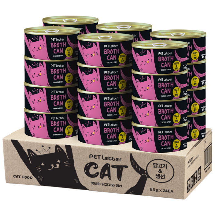 펫레터 촉촉육즙 고양이 최애 습식캔, 85g, 24개, 닭고기생선