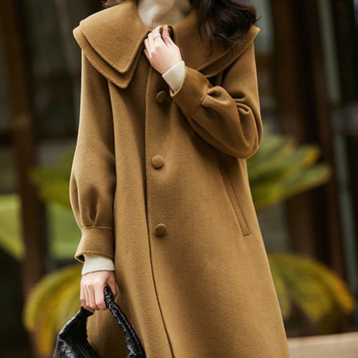 빌리즈빈 여성 데일리 카라넥 모직 롱 코트 51086