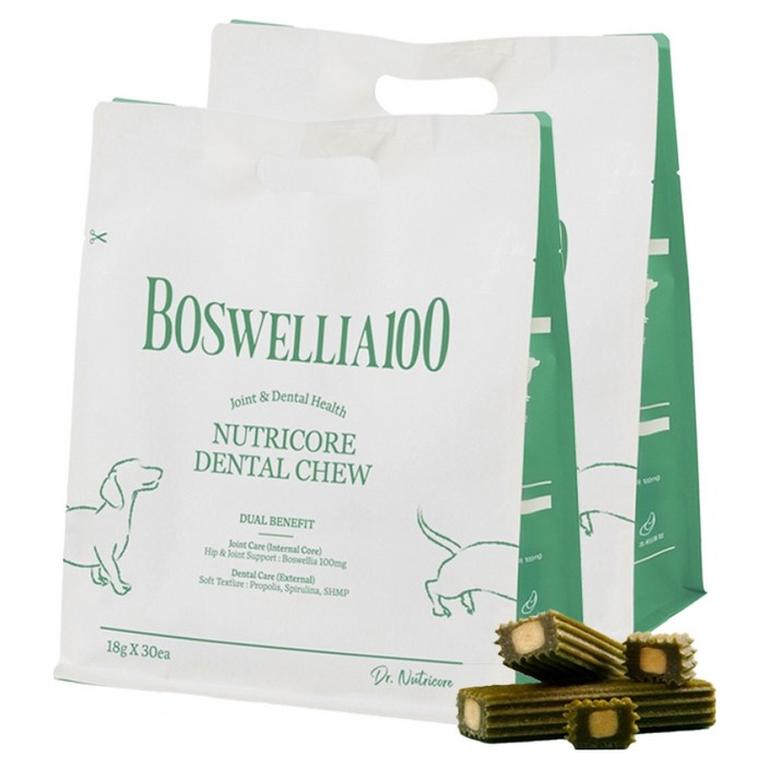 닥터뉴트리코어 강아지 보스웰리아100 슬개골 입냄새 치석제거 가수분해 껌 30p, 관절  구강케어, 540g, 2개
