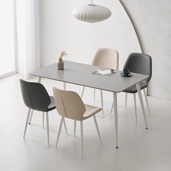 라로퍼니처 밀크 1400 포세린 통 세라믹 식탁 4인용 + 테이블 의자 세트 방문설치