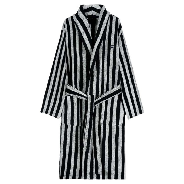 테토 오브제 바스 로브 수피마 40수 샤워가운 S/M, 스트라이프 블랙, 1개