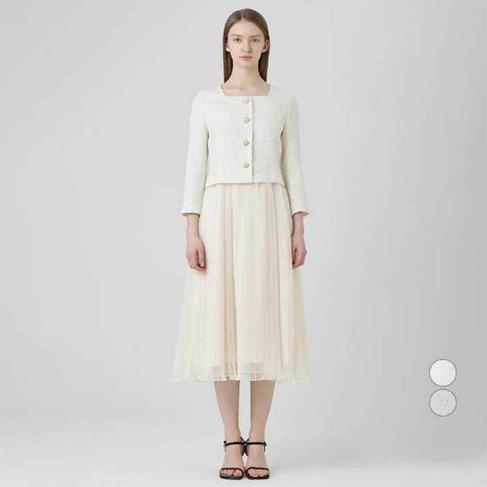 라인어디션 여성용 스퀘어넥 트위드 탑 원피스