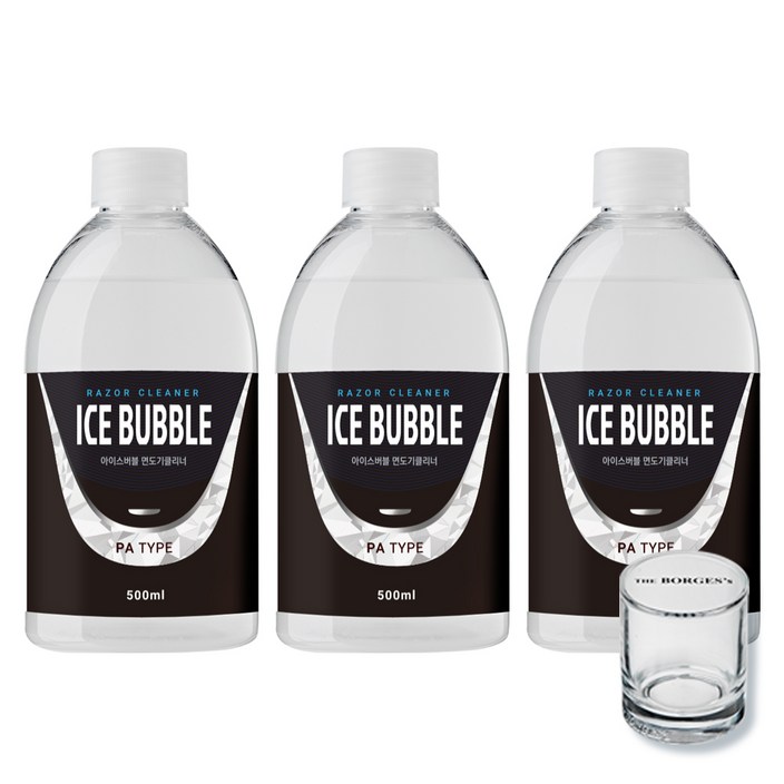 아이스버블 면도기클리너 세정액 PA타입 500ml x 3p 세척용 유리컵, 단일상품, 단일색상, 3개