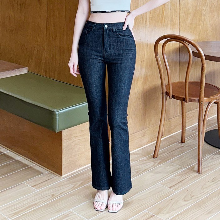 인비비드 여성용 숏 하이텐션 논페이드 생지 부츠컷 데님 팬츠 H05D17_ij5650