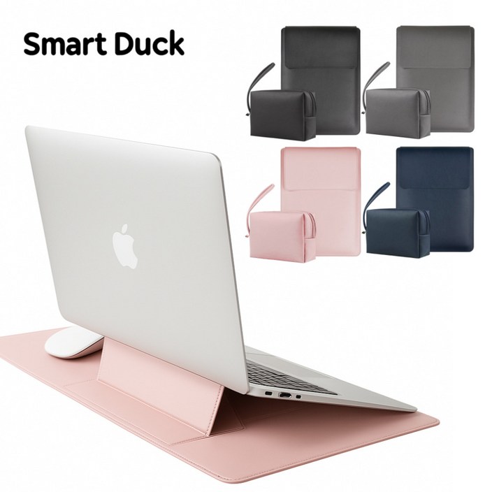 스마트덕 노트북 파우치 거치대 겸용 맥북 LG그램 삼성 가방 케이스, 로지핑크