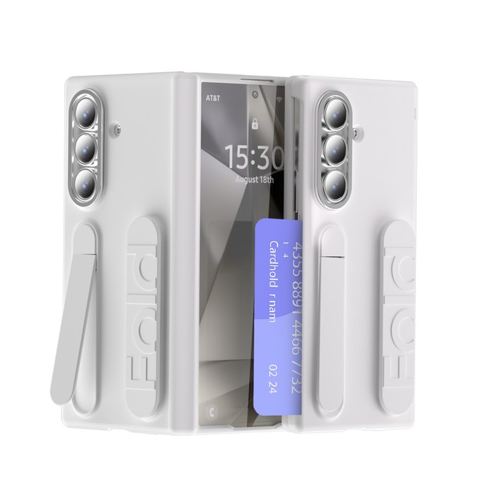 테크비 갤럭시 Z 폴드 오토 힌지 가드 그립 스탠드 카드 수납형 케이스 호환