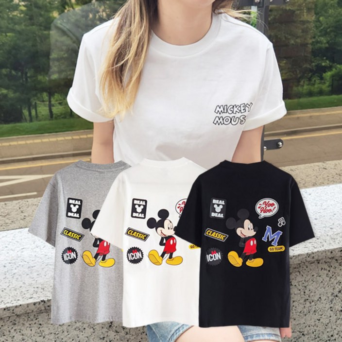 디즈니 남여공용 반팔 티셔츠 미키마우스 로고 (라이센스정품 국내제작) 3종