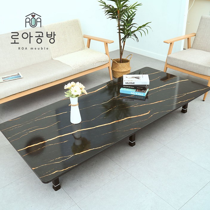 1800x800 로아공방 접이식 테이블 10인이상, 골드마블블랙