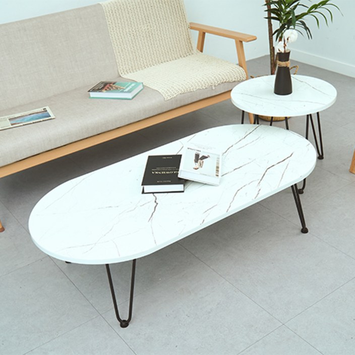 무료배송오픈기념 로아공방 거실테이블 쇼파테이블 2in1 세트테이블, 스톤화이트