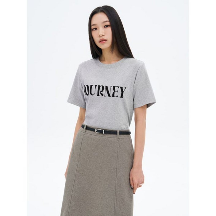 [에잇세컨즈] 기모 반소매 레터링 티셔츠 그레이 (355142LY93)