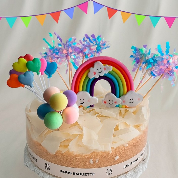 아이스타 중.대형 생일케이크장식 무지개토퍼 사진촬영소품 파티용품