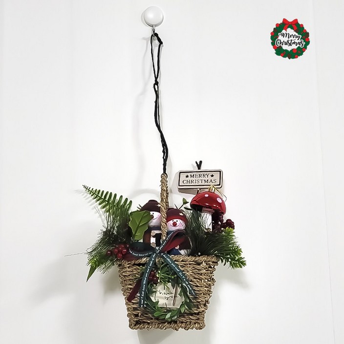 엔초바구니 눈사람 크리스마스 인테리어 장식 건전지형,오너먼트,크리스마스트리,장식,크리스마스리스,, 단품 - 투데이밈
