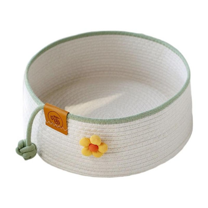 GHSHOP 고양이 침대 면화 로프 수제 수면 집 실내 고양이를위한 보편적 세척 가능한 귀여운 스타일 둥근 수면 바구니