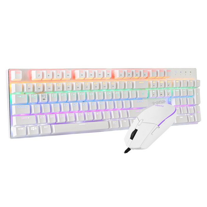 지클릭커 GMK-K510X Special 게이밍 LED 기계식 유선 키보드 & 마우스 세트, 기계식, 화이트 갈축, GK-K510X Special