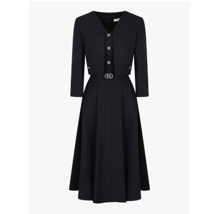 [백화점판] JJ지고트 인기 [S/S] 버튼 브이넥 원피스 +재킷 세트 GP5P631 하객룩 데이트룩