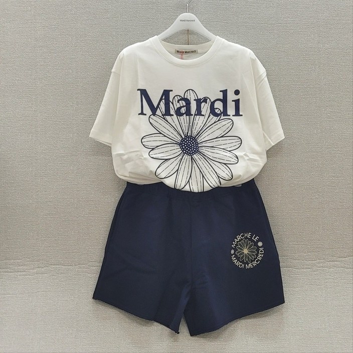 [국내정품] 마르디메크르디 T SHIRTS+SHORTS SET _WHITE NAVY 티셔츠 반바지 세트_화이트 네이비