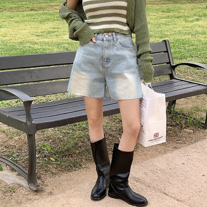 [4size] 바잉몰 여성 퍼지 빈티지 워싱 데님 반바지 -4color