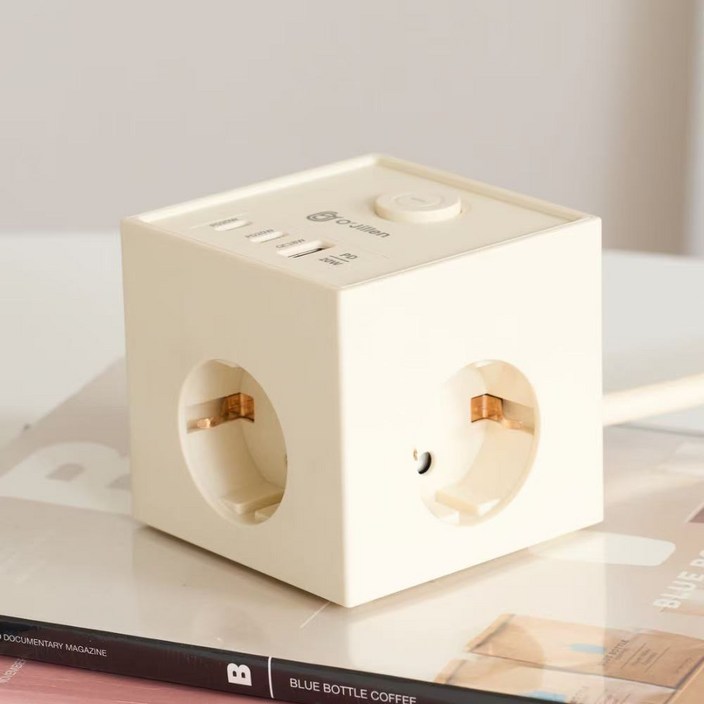 오지렌 고성능 USB C타입 고속충전 고용량 큐브 멀티탭 콘센트, 크림(PD20W)