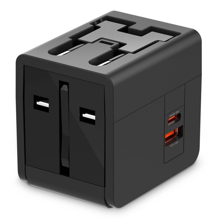해외 여행용 멀티어댑터 C타입 20W 고속충전 1500W 드라이기 100240V 돼지코, 1개