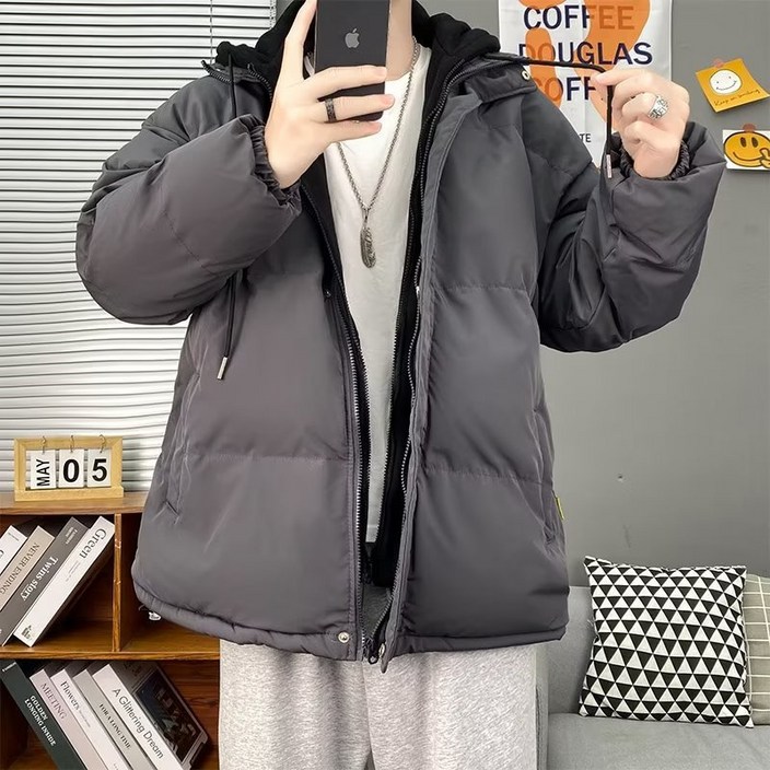 패딩남 루즈핏후드양면커플코트두툼한방풍패딩남