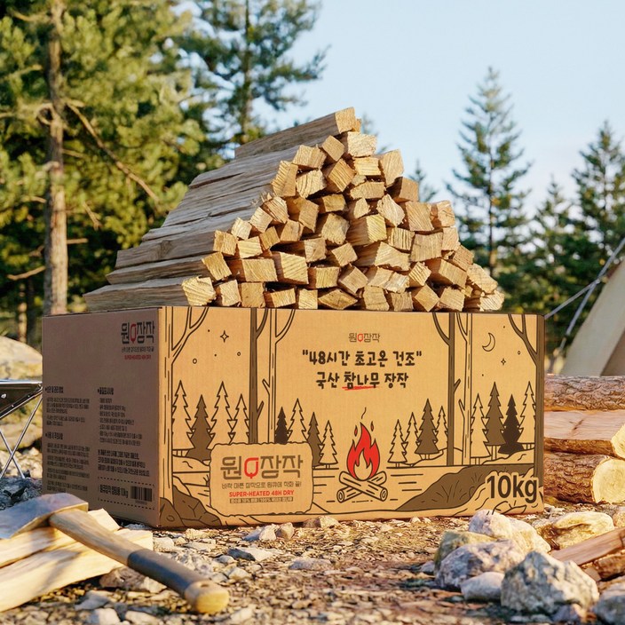 원큐장작 참나무 캠핑용, 10kg, 1개