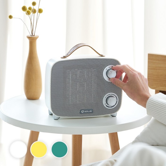 솔리드 미니 온풍기 S-P1500 욕실 화장실 미니 발난로 난방기 가정용 PTC 전기히터 팬히터, 1. 화이트, 컬러