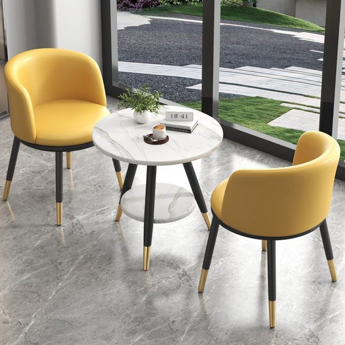 현대 원형 카페 거실용 2인용 소형 테이블 의자 세트