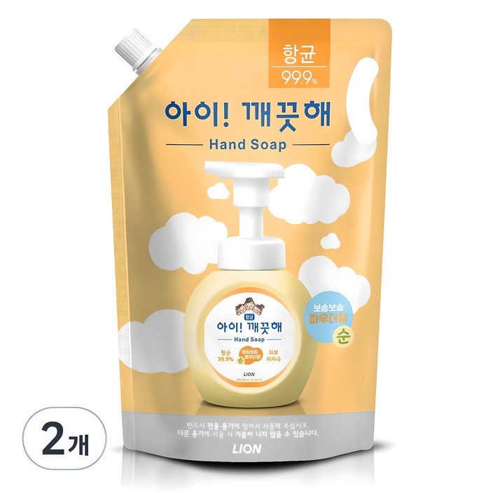 아이깨끗해 폼 핸드솝 순 파우더향 리필, 1.8L, 2개 아이깨끗해 폼 핸드솝 순 파우더향 리필, 1.8L, 2개