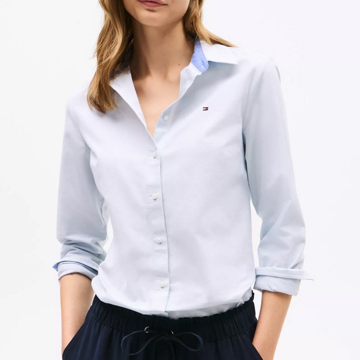 타미힐피거 여성 레귤러핏 옥스포드 긴팔셔츠 Blue