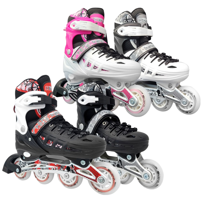 NEW 버즈런 유아 아동 사이즈조절 인라인스케이트, 1개
