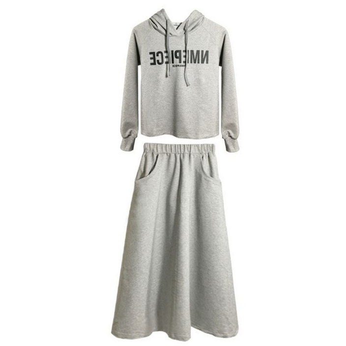 TIMEPURE 봄가을 신상 롱 후디 원피스 상하의 세트 캐주얼 루즈핏 슬림핏 연령없는 스타일