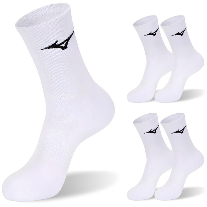 미즈노 남녀공용 컴피트 더블 쿠션 크루 스포츠 양말