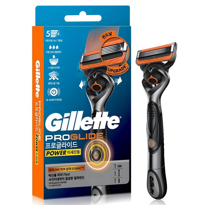질레트 정품 프로글라이드 파워 핸들  면도날 세트