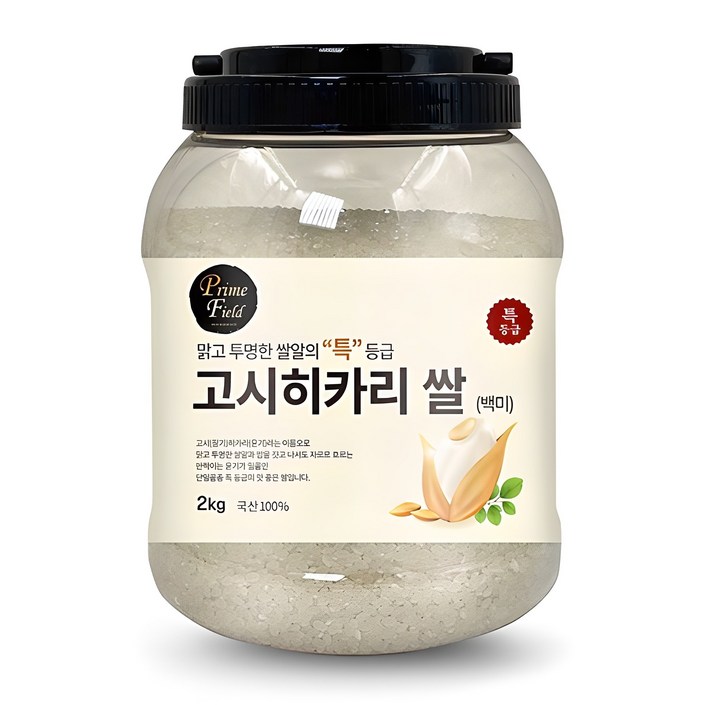 Prime Field 2024년산 햅쌀 고시히카리 백미 특등급, 2kg, 1개 Prime Field 2024년산 햅쌀 고시히카리 백미 특등급, 2kg, 1개